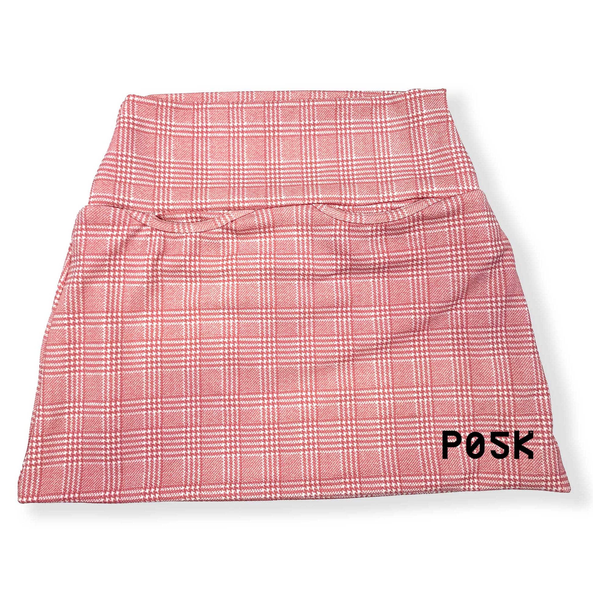P05K™ | Pink Glen Plaid Scuba Crepe Micro Mini Pocket Skirt-Skirts-XS-Glen Plaid-Hagsters