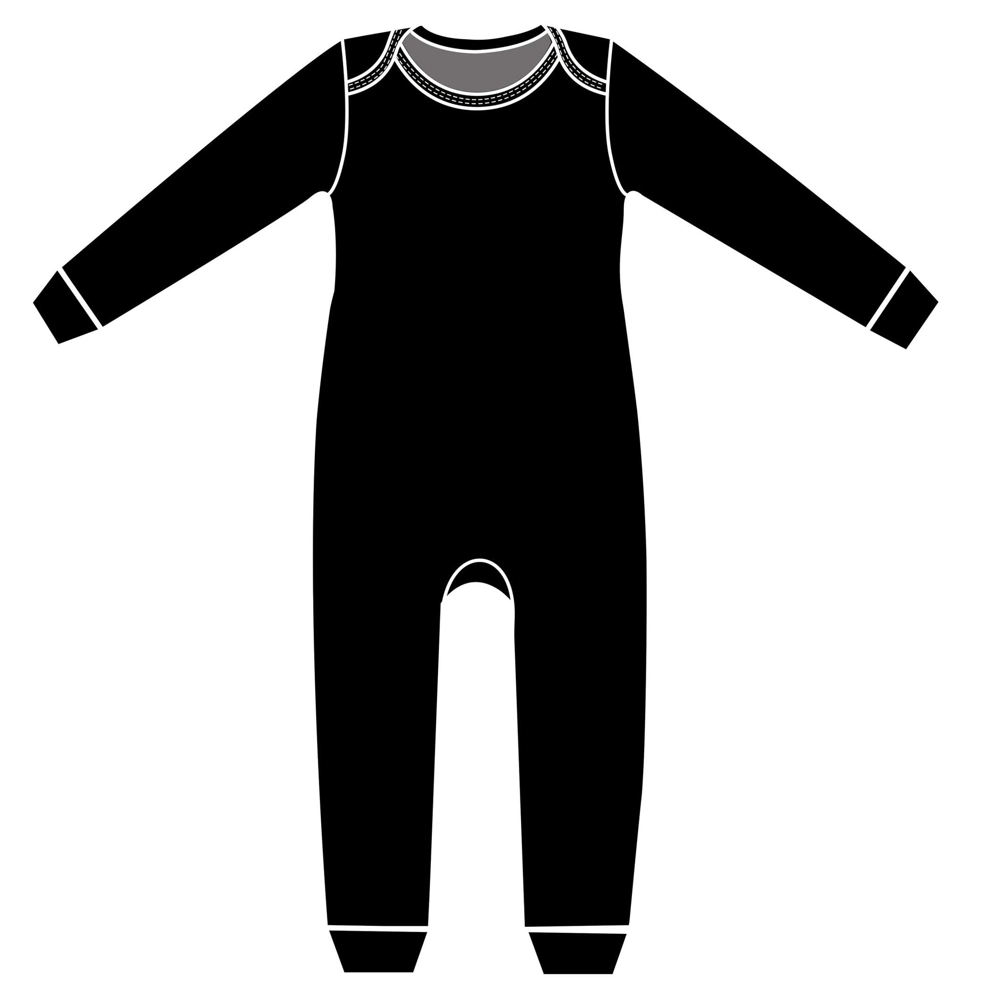Mod Union™ Infant Long Sleeved Black Soy French Terry Baby Union Suit-Baby One-Pieces-0-3 months-Black-Solid-Hagsters