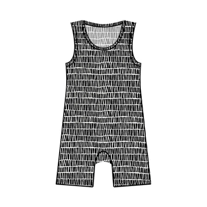 Summer Tank Baby Rompers | Various Fun Cotton Knit Prints-Baby One-Pieces-0-3 months-Piled Ebon-Hagsters