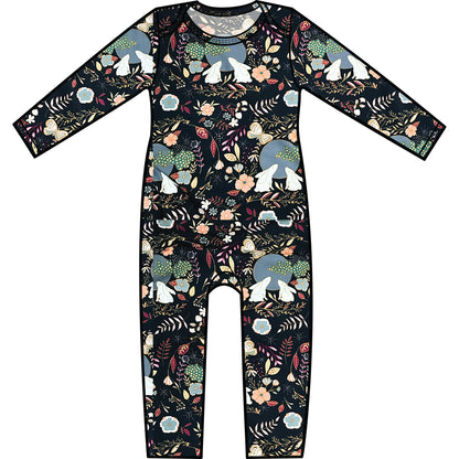 Mod Union™ Infant Long Sleeved Baby Union Suit | Various Fun Cotton Knit Prints-Baby One-Pieces-3-6 months-Sparks Moonlight Rabbits-Hagsters