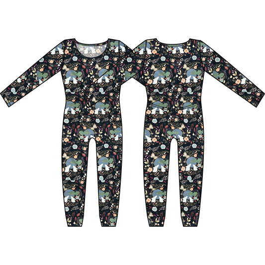 Mod Union™ | Moon Sparks Cotton Knit Women's Long Sleeve Union Suits-Loungewear-Small-Sparks Moonlight Rabbits-Hagsters