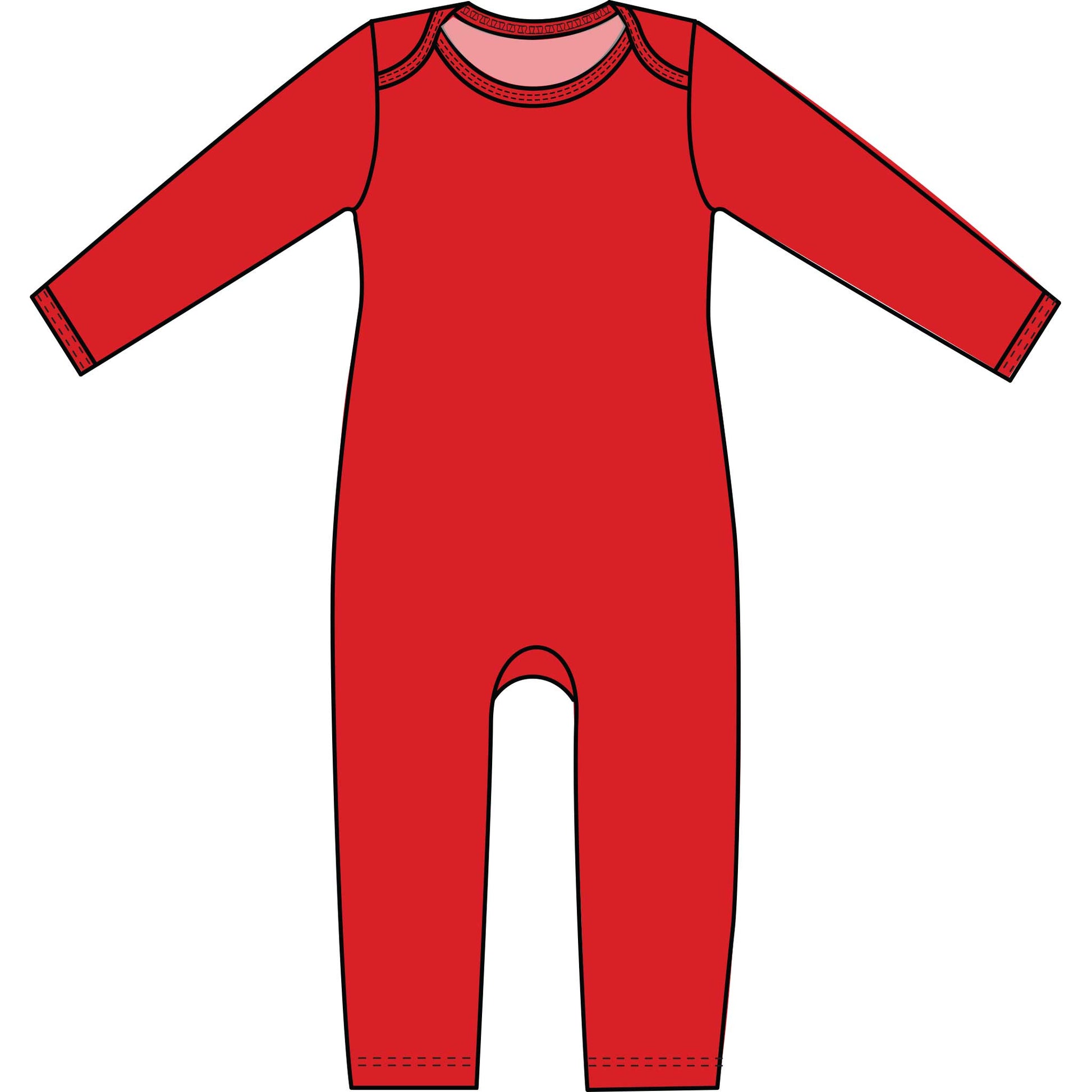 Mod Union™ Infant Long Sleeved Red Bamboo Organic Cotton Knit Baby Union Suit-Baby One-Pieces-0-3 months-Red-Solid-Hagsters