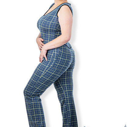 Sleeveless Women's Union Suits With Wide Legs Jumpsuit-Loungewear-Small-Green Dots-Hagsters
