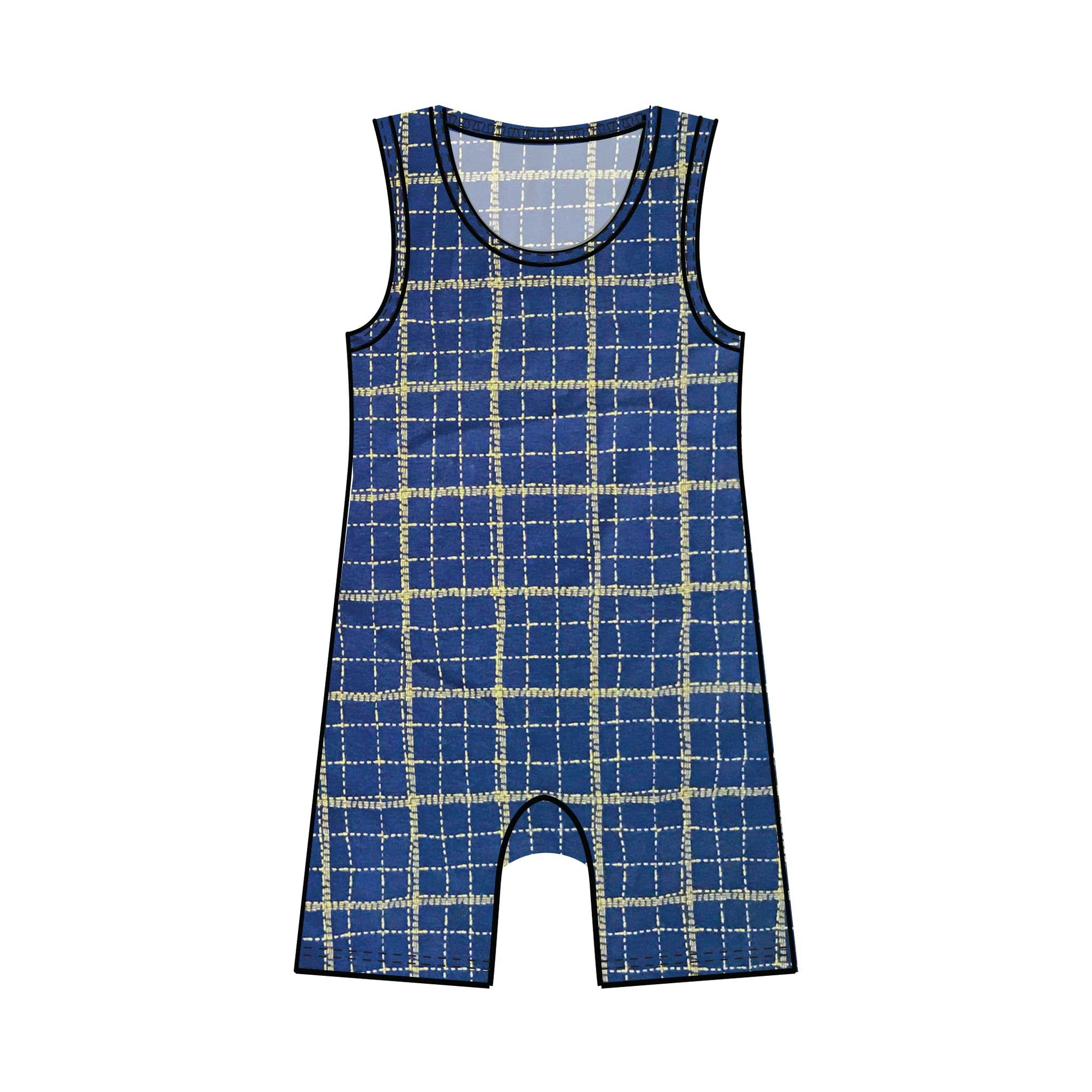 Summer Tank Baby Rompers | Various Fun Cotton Knit Prints-Baby One-Pieces-0-3 months-Sea Plaid-Hagsters