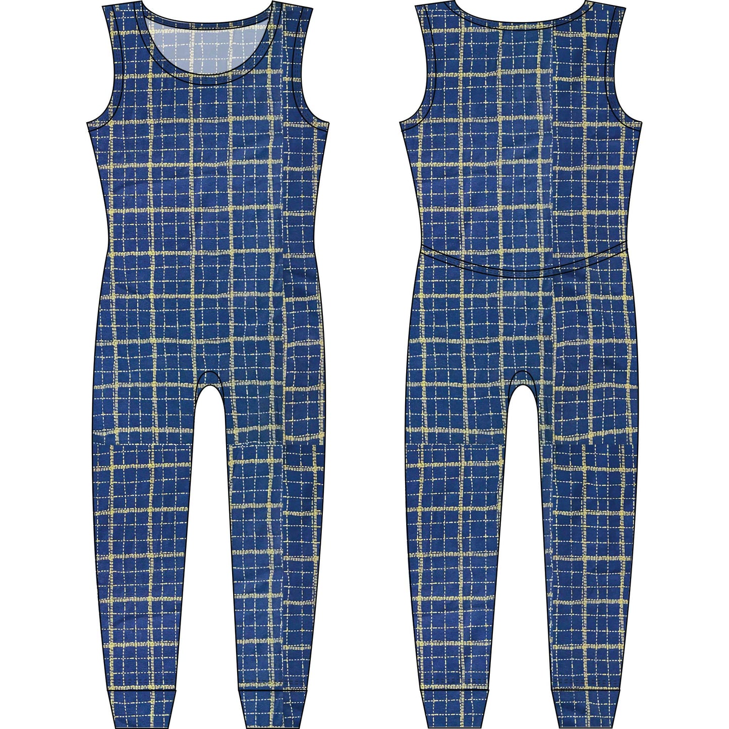 Mod Union™ | CottonComfort Sea Plaid Sleeveless Women's Union Suit-Loungewear-X-Small-Hagsters