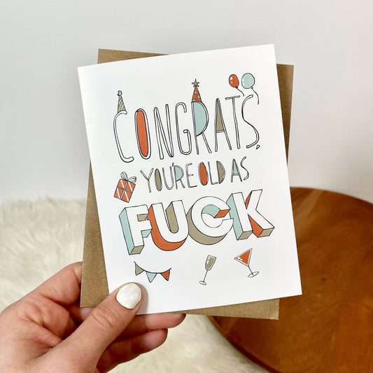 Congrats, You're Old As Fudge Funny Birthday Card-Greeting & Note Cards-Hagsters