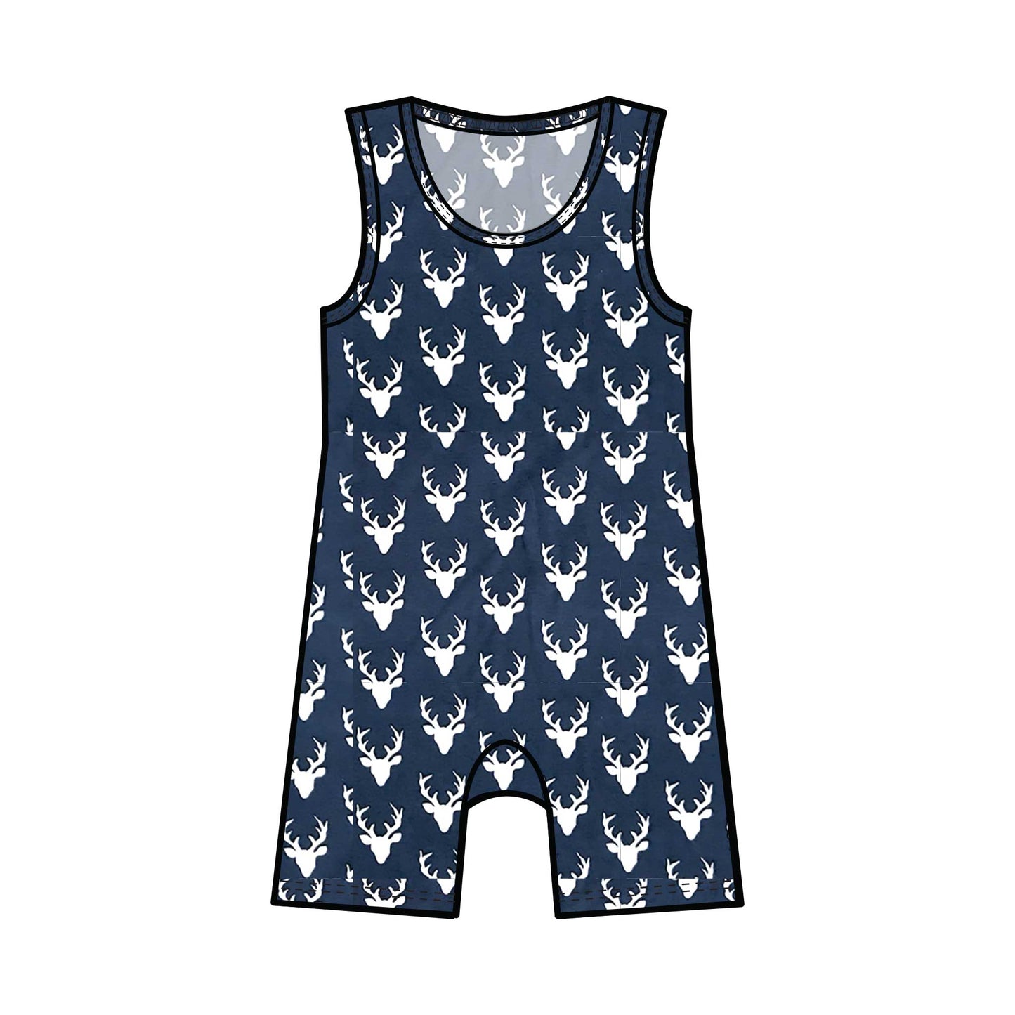 Summer Tank Baby Rompers | Various Fun Cotton Knit Prints-Baby One-Pieces-0-3 months-Deer Silhouettes-Hagsters