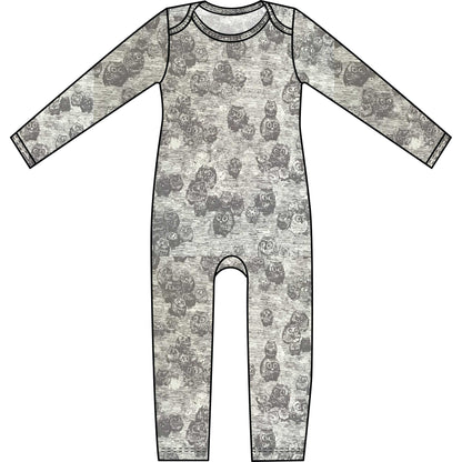Mod Union™ Infant Long Sleeved Baby Union Suit | Various Fun Cotton Knit Prints-Baby One-Pieces-0-3 months-Owly Boo-Hagsters