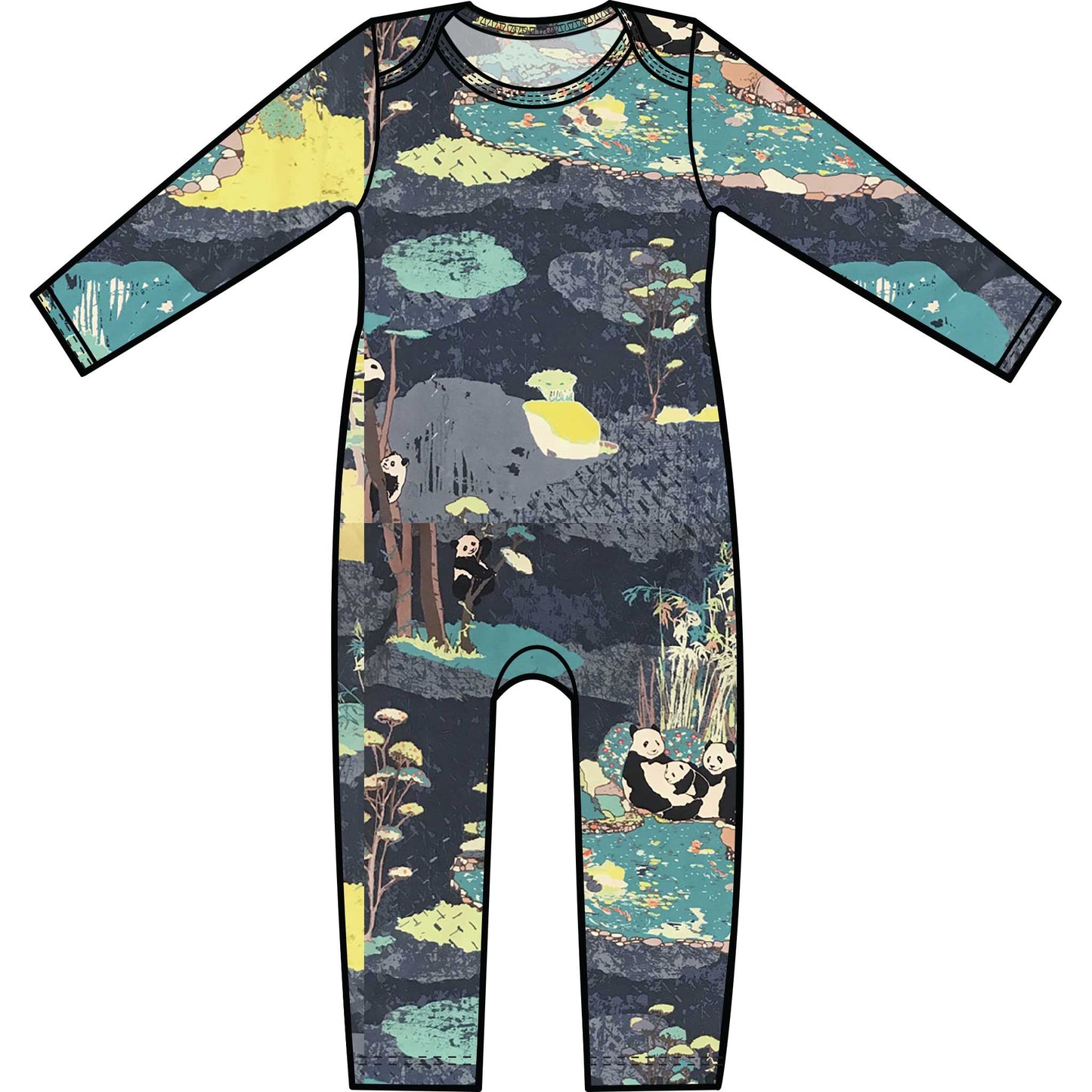 Mod Union™ Infant Long Sleeved Baby Union Suit | Various Fun Cotton Knit Prints-Baby One-Pieces-0-3 months-Panda Garden-Hagsters