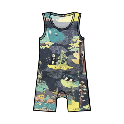 Summer Tank Baby Rompers | Various Fun Cotton Knit Prints-Baby One-Pieces-0-3 months-Panda Garden-Hagsters