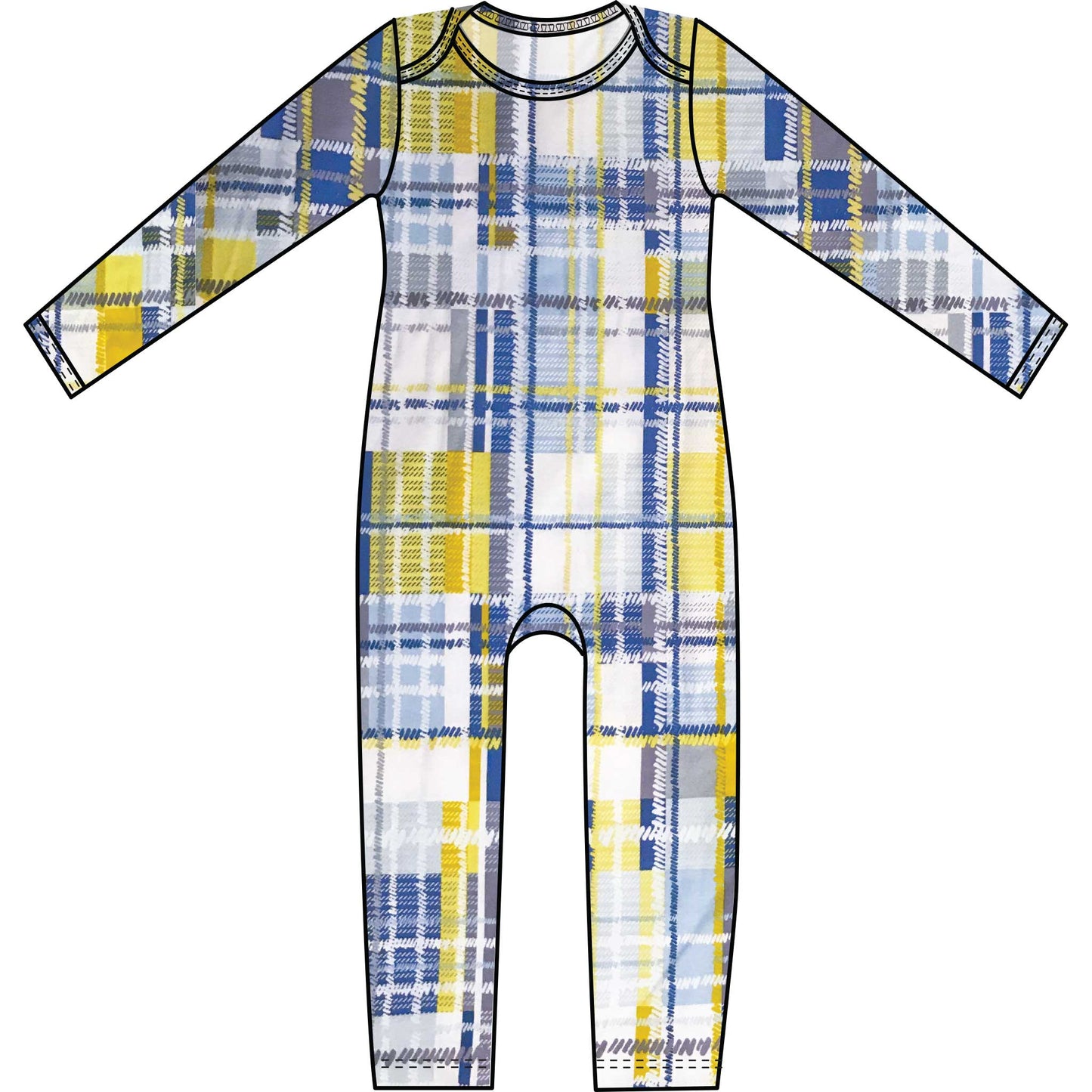 Mod Union™ Infant Long Sleeved Baby Union Suit | Various Fun Cotton Knit Prints-Baby One-Pieces-0-3 months-Blueberry Plaid-Hagsters