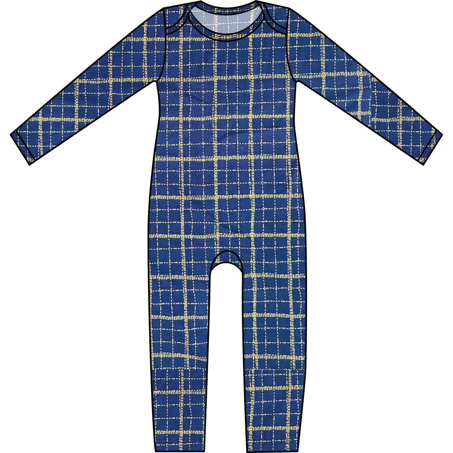 Mod Union™ Infant Long Sleeved Baby Union Suit | Various Fun Cotton Knit Prints-Baby One-Pieces-0-3 months-Sea Plaid-Hagsters