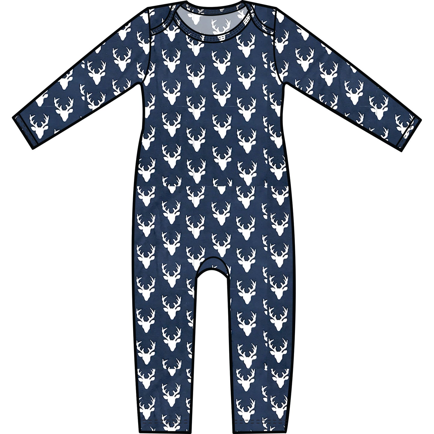 Mod Union™ Infant Long Sleeved Baby Union Suit | Various Fun Cotton Knit Prints-Baby One-Pieces-6-12 months-Stag Silhouettes-Hagsters